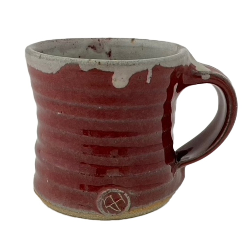 Red Artisan Studio Pottery Coffee Mug / Tea Cup, handmade 8 Oz